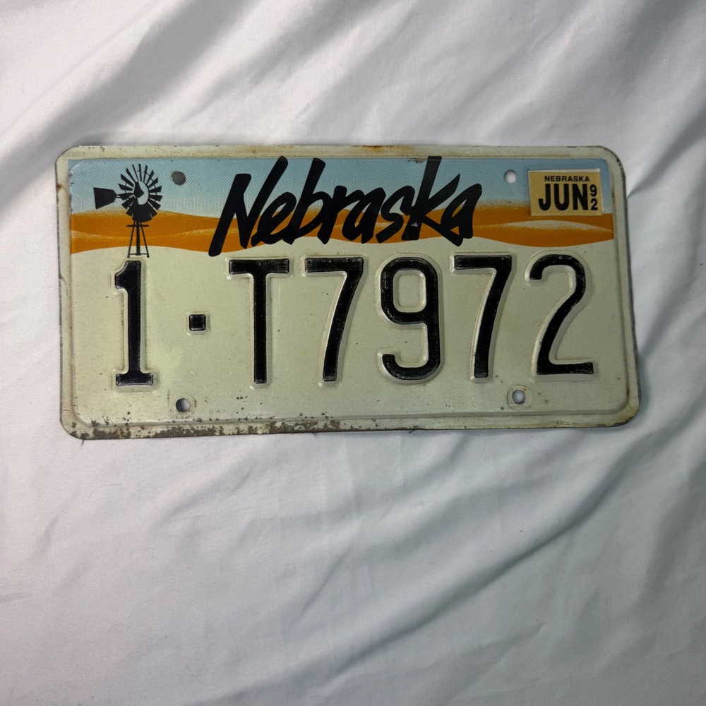 Vintage 1992 Nebraska License Plate Windmill Sunset‎ Graphic 1-T7972 Metal Tag